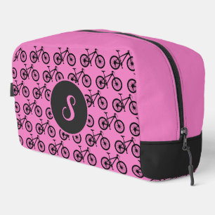 Cyclist Pink Bike Patterned Personalised Monogram Dopp Kit
