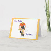 Cyclist Racing birthday card. Change name.