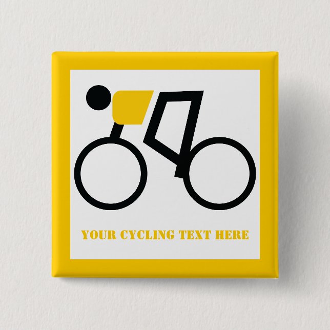 Cyclist riding his bicycle custom 2 inch square button (Front)