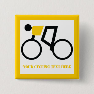 Cyclist riding his bicycle custom 2 inch square button