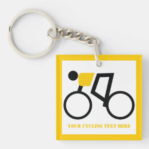 Cyclist riding his bicycle custom keychain