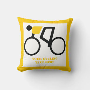 Cyclist riding his bicycle custom throw pillow