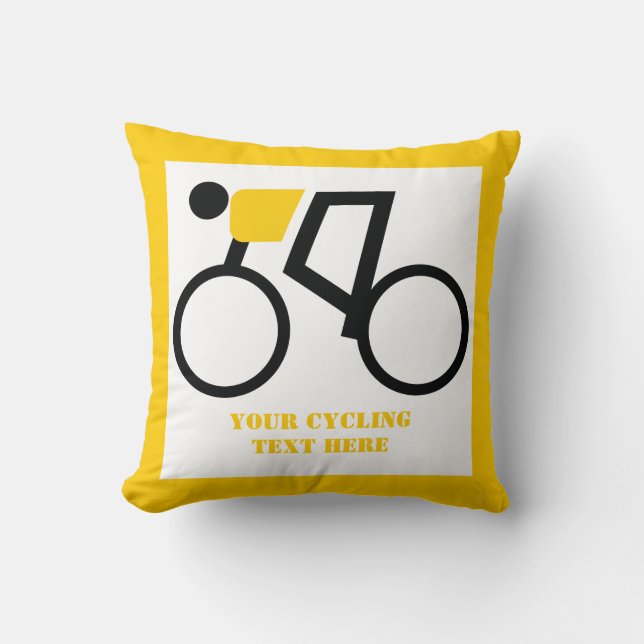 Cyclist riding his bicycle custom throw pillow (Front)