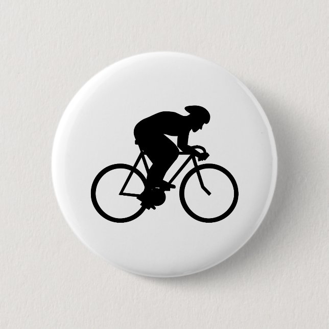 Cyclist Silhouette. 2 Inch Round Button (Front)