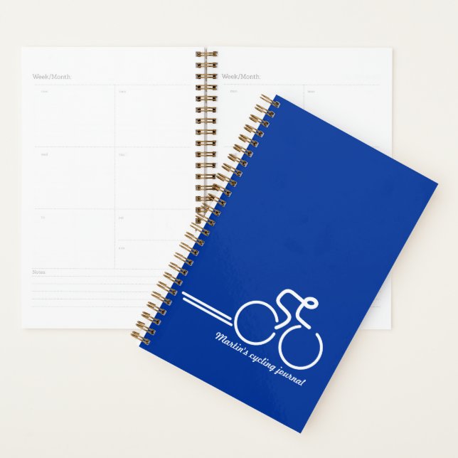 Cyclist / sports training journal blue white planner (Display)