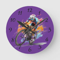 Cyclist Wall Clock Competing