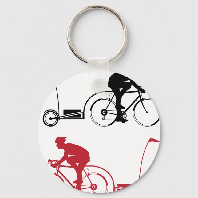 Cyclist with a trailer keychain (Front)