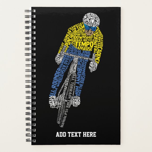 Cyclist Word Art Bicycle Bike Planner (Front)