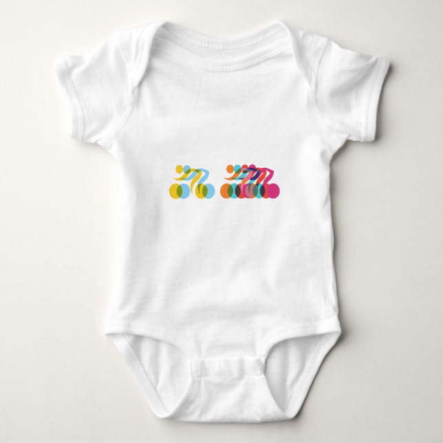 Cyclists group cool and unique design baby bodysuit (Front)