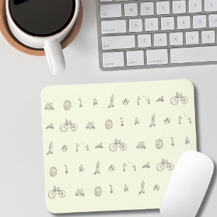 Cyclists Riding Funny Bicycles Mouse Pad