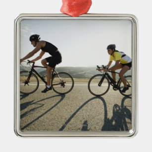 Cyclists road riding in Malibu Metal Ornament