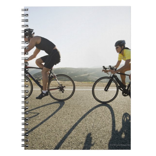 Cyclists road riding in Malibu Notebook (Front)