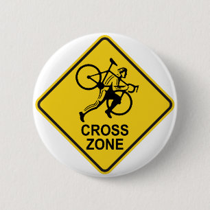 Cyclocross Zone Road Sign 2 Inch Round Button