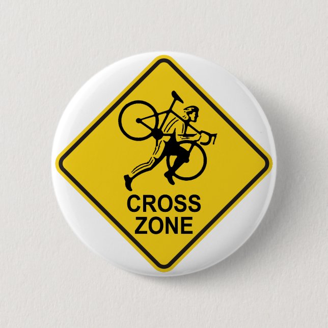 Cyclocross Zone Road Sign 2 Inch Round Button (Front)