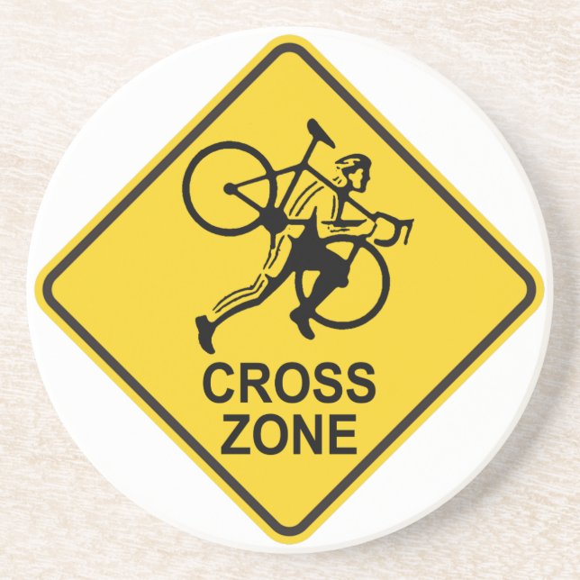 Cyclocross Zone Road Sign Coaster (Front)