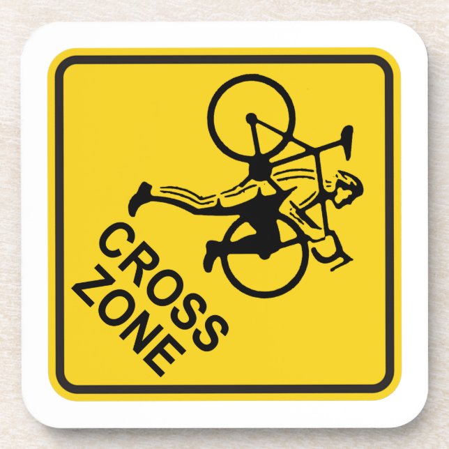 Cyclocross Zone Road Sign Coaster (Front)