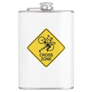 Cyclocross Zone Road Sign Hip Flask