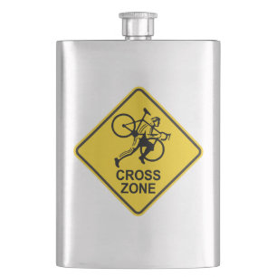 Cyclocross Zone Road Sign Hip Flask