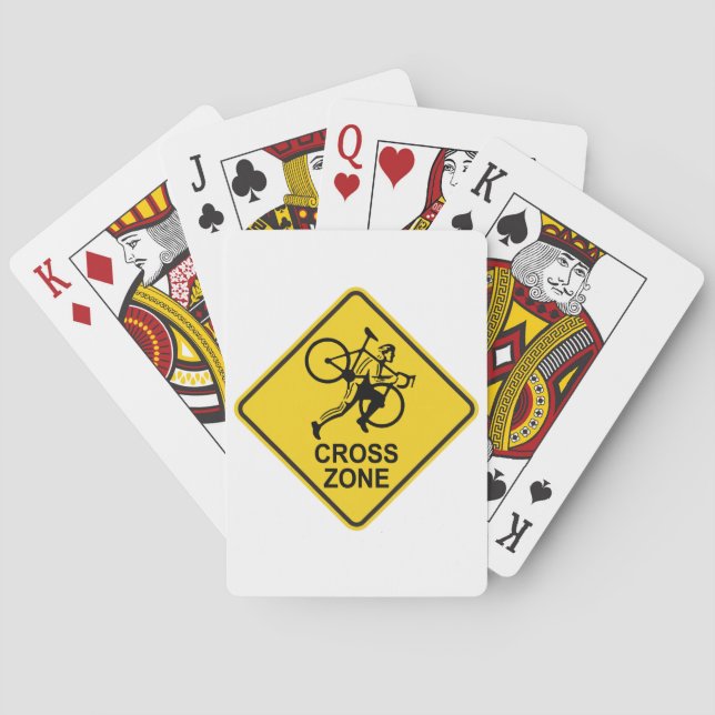 Cyclocross Zone Road Sign Playing Cards (Back)