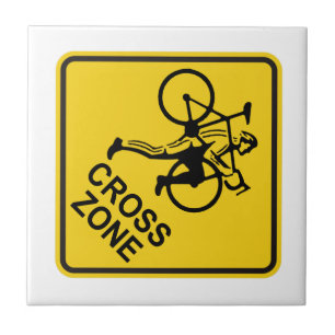 Cyclocross Zone Road Sign Tile