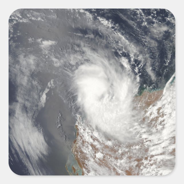 Cyclone Dominic off the shore of Western Austra Square Sticker (Front)