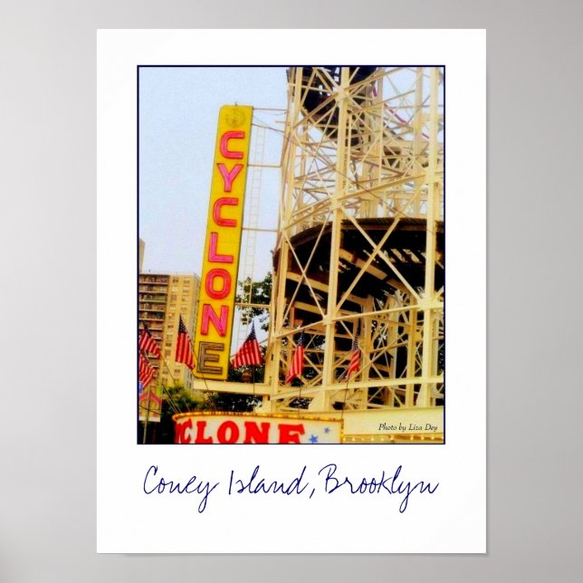 Cyclone Rollercoaster Sign Poster (Front)