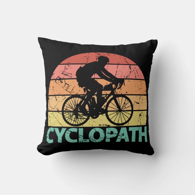 Cyclopath Funny Cycling Throw Pillow (Front)