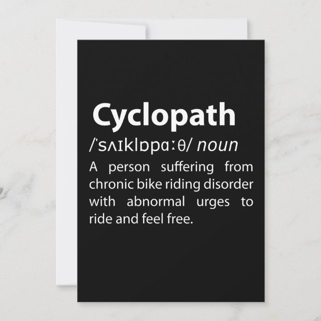 Cyclopath Funny Dictionary Definition (Front)