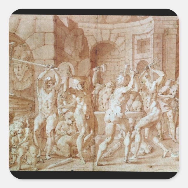 Cyclops in the Forge of Vulcan Square Sticker (Front)