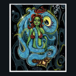 'Cycloptopus' art print - (pop surreal pin-up)<br><div class="desc">Large full colour art poster print of my painting 'Cycloptopus'. Superb print quality and ready to frame. Add a splash of pop surrealist glamour to your walls today!</div>