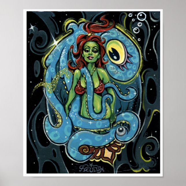 'Cycloptopus' art print - (pop surreal pin-up) (Front)
