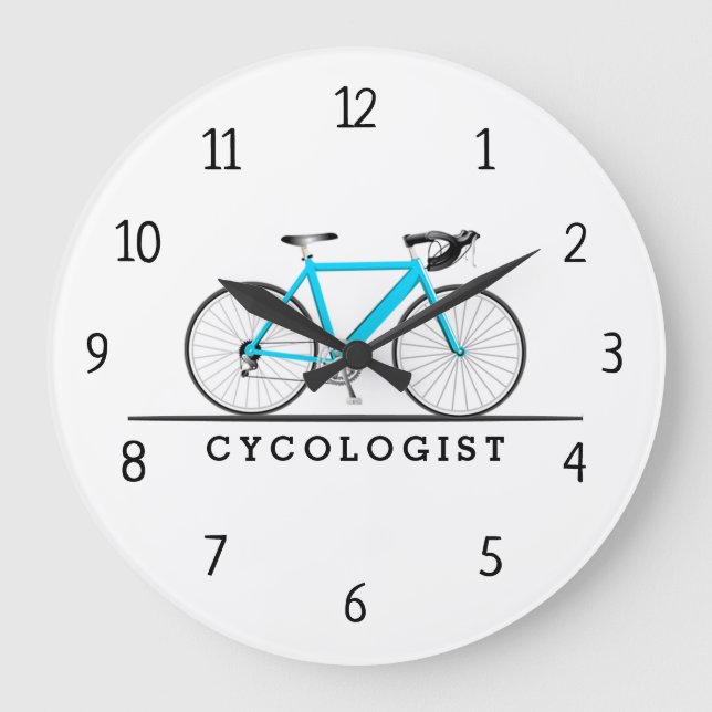 Cycologist Aqua Bicycle Large Clock (Front)