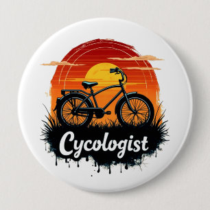 Cycologist Bike Adventure: Sunset Graphic Tee  4 Inch Round Button