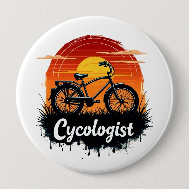 Cycologist Bike Adventure: Sunset Graphic Tee  4 Inch Round Button (Front)