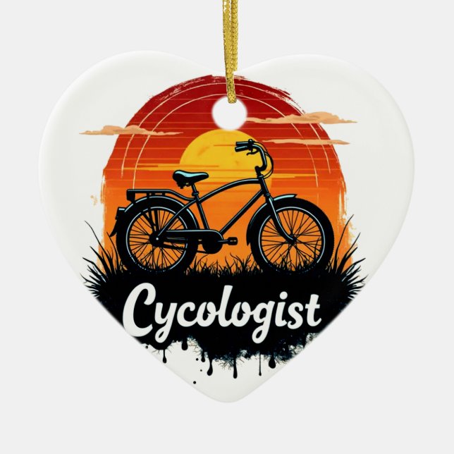 Cycologist Bike Adventure: Sunset Graphic Tee  Ceramic Ornament (Front)