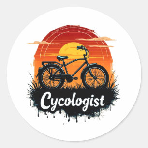 Cycologist Bike Adventure: Sunset Graphic Tee  Classic Round Sticker