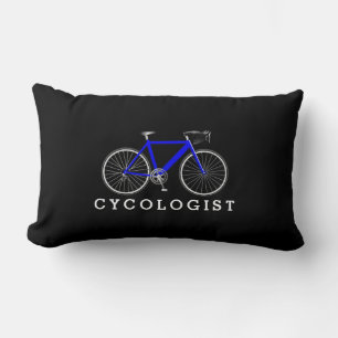 Cycologist Blue Bicycle On Black Lumbar Pillow