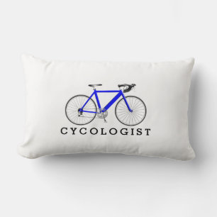 Cycologist Blue Bicycle On White Lumbar Pillow