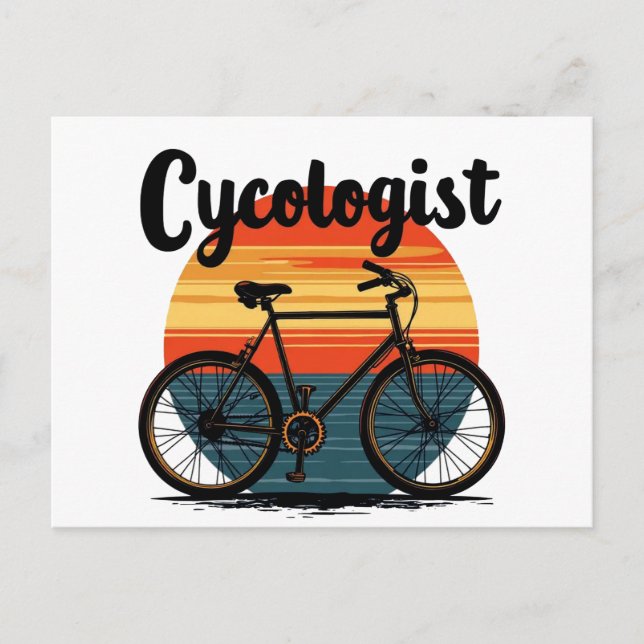Cycologist: Energetic Biker Tee – for Cycling Holiday Postcard (Front)