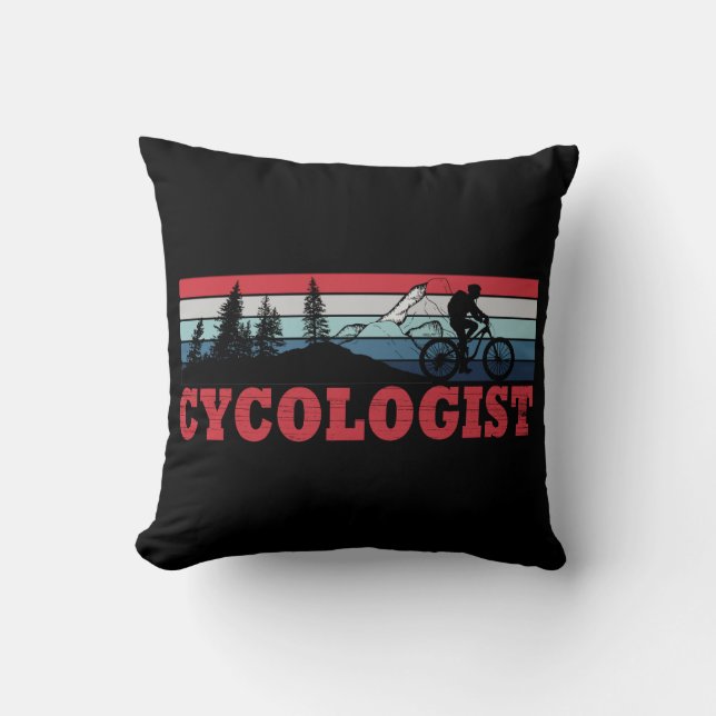 Cycologist funny cycling saying throw pillow (Front)