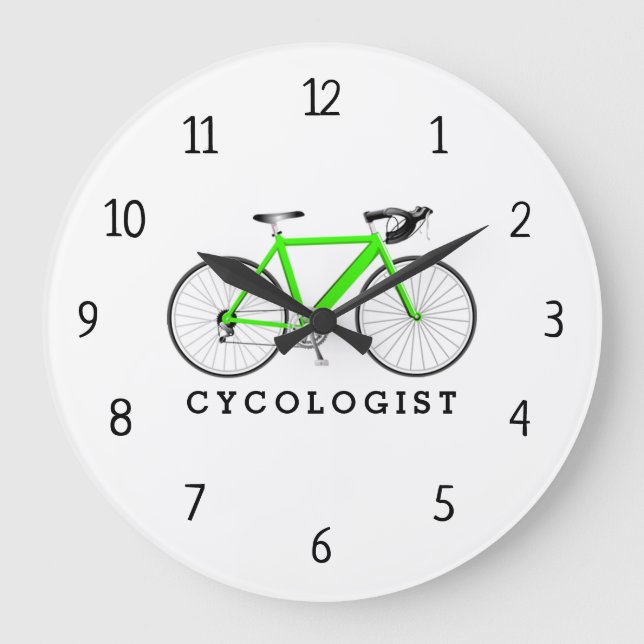 Cycologist Neon Green Bicycle Large Clock (Front)