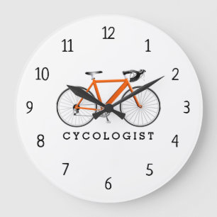 Cycologist Orange Bicycle Large Clock