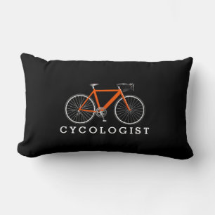 Cycologist Orange Bicycle On Black  Lumbar Pillow