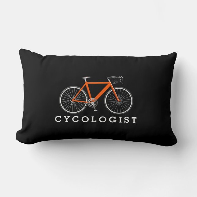 Cycologist Orange Bicycle On Black  Lumbar Pillow (Front)