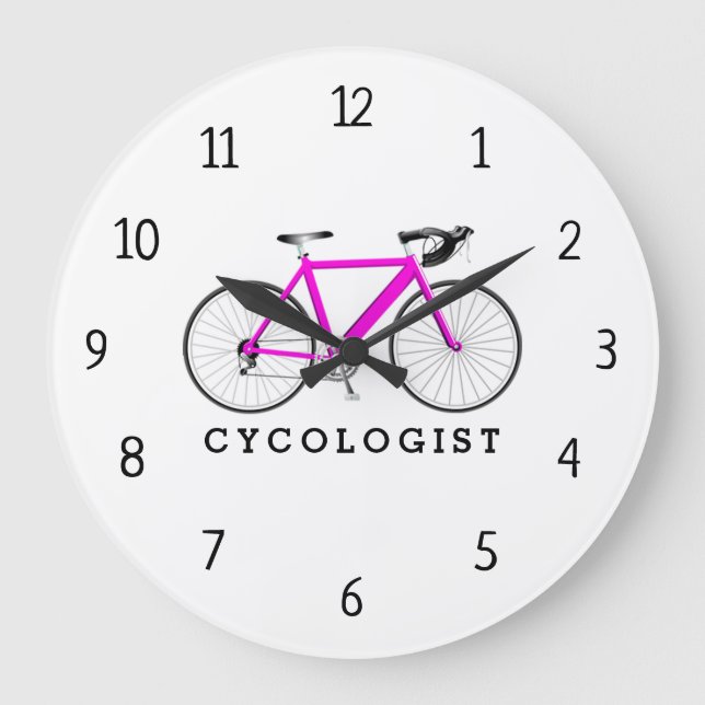 Cycologist Pink Bicycle Large Clock (Front)