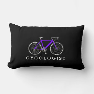 Cycologist Purple Bicycle On Black Lumbar Pillow