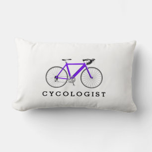 Cycologist Purple Bicycle On White Lumbar Pillow