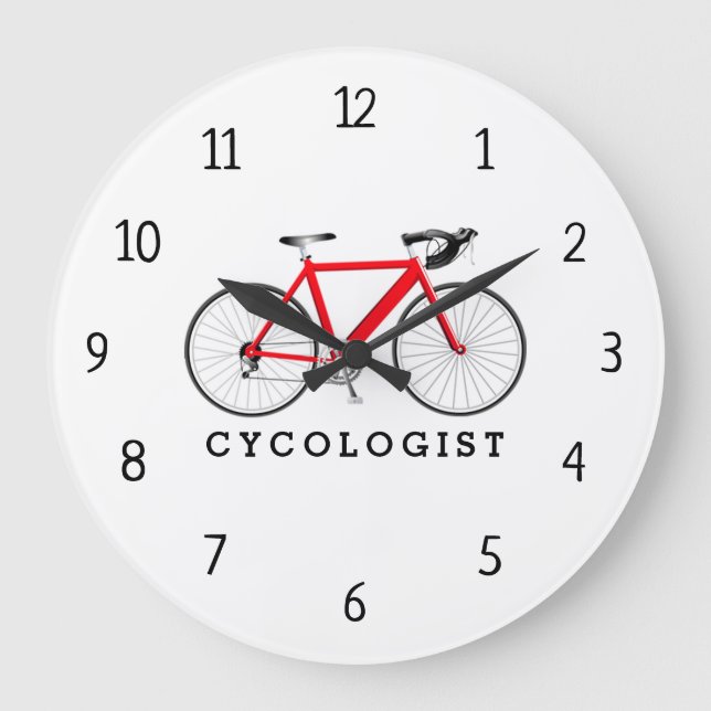 Cycologist Red Bicycle Large Clock (Front)