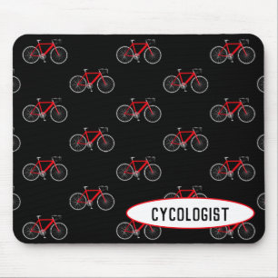 cycologist red bicycle on black mouse pad