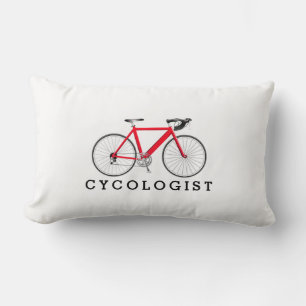 Cycologist Red Bicycle On White Lumbar Pillow